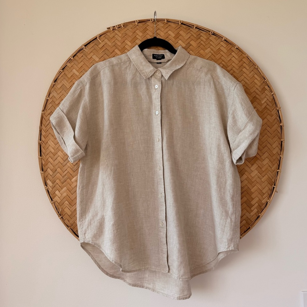 J CREW‎ BAIRD McNUTT IRISH LINEN CAPTAINE RELAXED SHIRT CREAM SZ M LAGENLOOK EUC - Picture 5 of 11